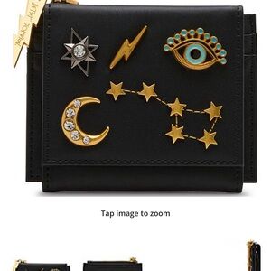 Betsey Johnson Black Wallet with Gold Celestial & Eye Charms